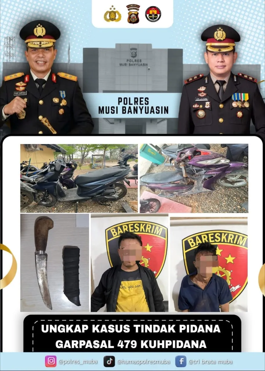 Dua Terduga Pelaku Curas Diamankan di Mako Polsek Batanghari Leko untuk Proses Hukum